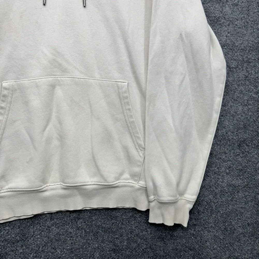 The North Face Mens Large Off White Long Sleeve Box Logo Hoodie Fleece Outdoor